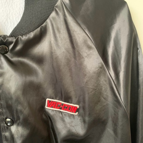 Vintage Trucker Truck Satin Bomber Jacket 1980's 80's Black Satin Bomber Jacket - Picture 4 of 6